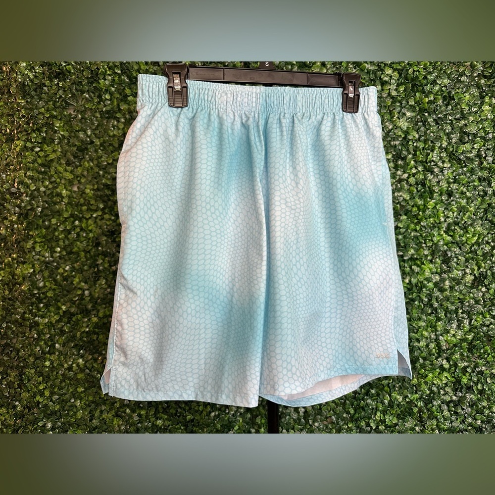 DSG Womens Blue White Honeycomb Scale Print Athletic Running Shorts Size M